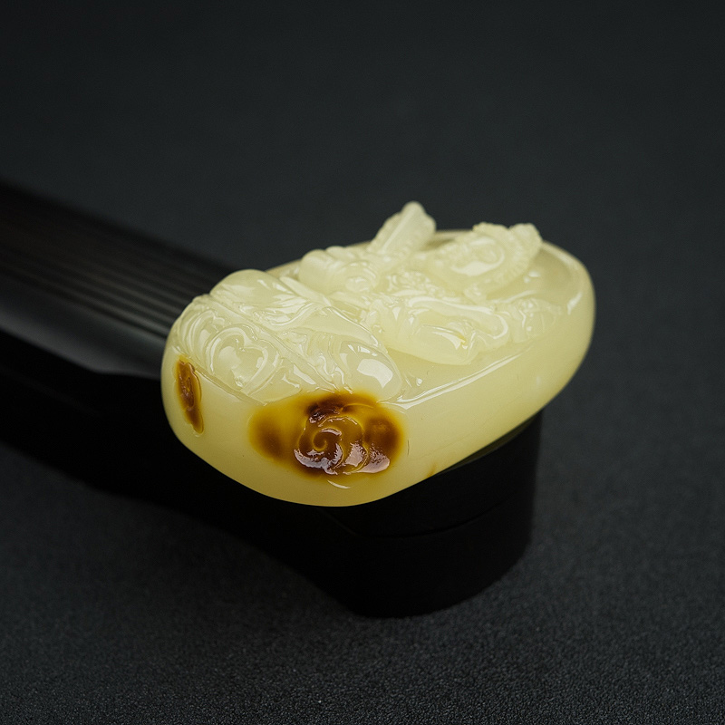 带皮柠檬黄蜜蜡吊坠-红掌柜