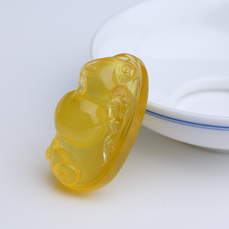 天然鸡油黄金绞蜜蜜蜡葫芦吊坠-红掌柜