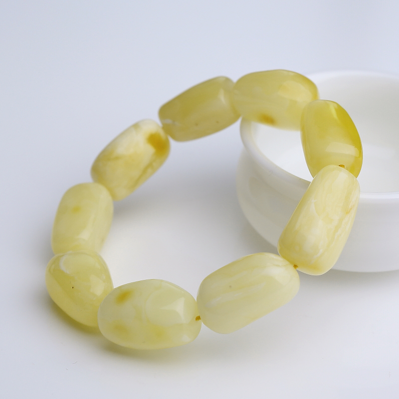 天然白花蜜蜡随形手串-红掌柜