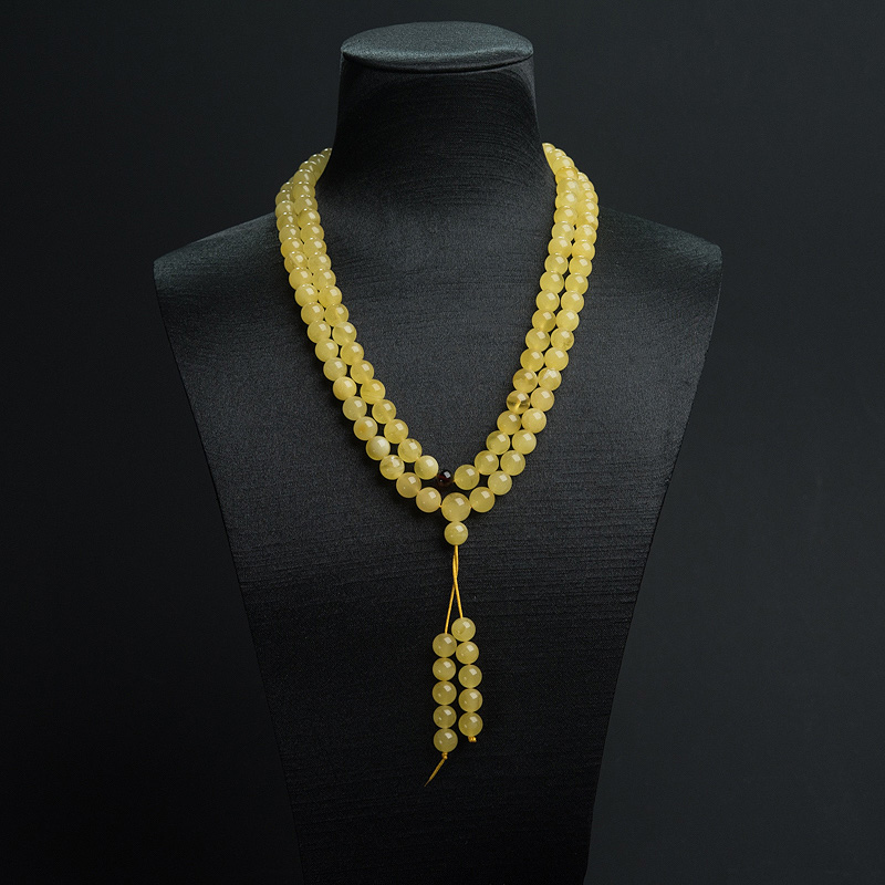 8mm鸡油黄蜜蜡108佛珠-红掌柜