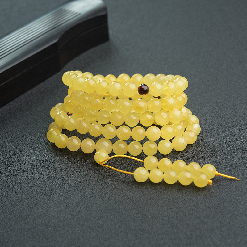 8mm鸡油黄蜜蜡108佛珠-红掌柜