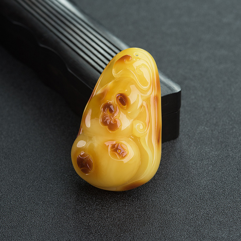 波罗的海俏色蜜蜡葫芦吊坠-红掌柜