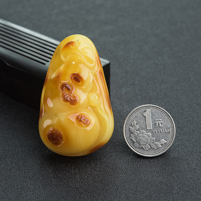 俏色蜜蜡葫芦吊坠-红掌柜