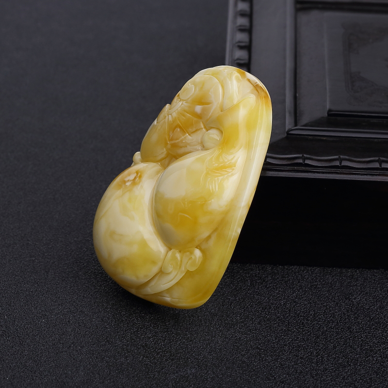 天然白花蜜蜡葫芦吊坠-红掌柜