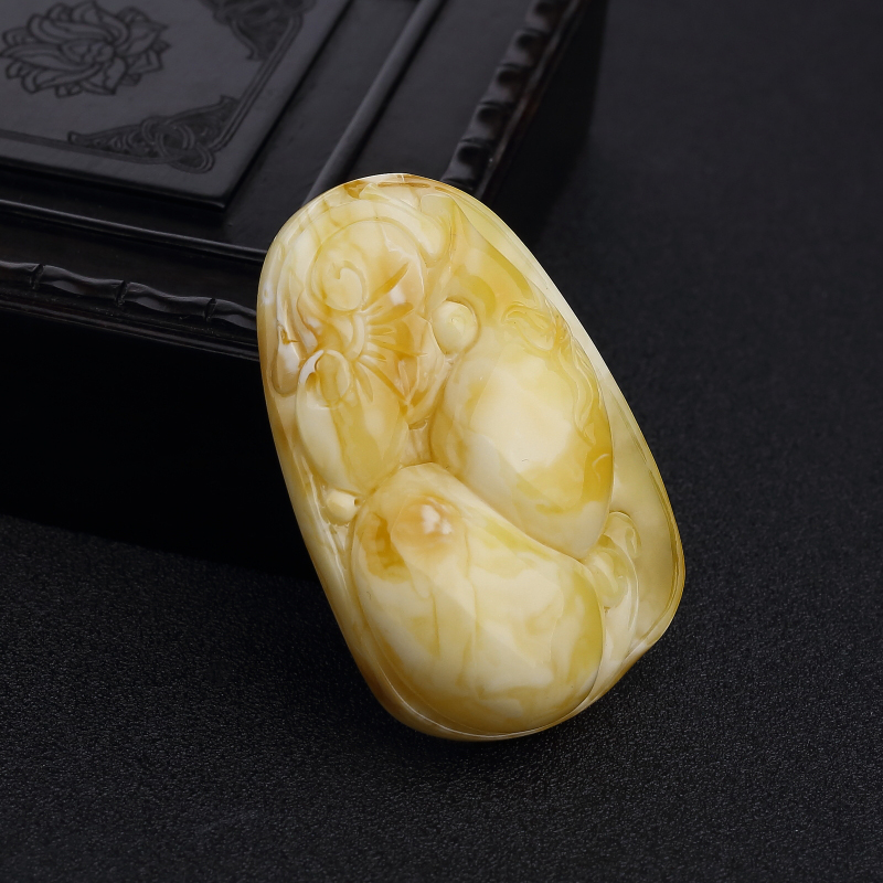 波罗的海白花蜜蜡葫芦吊坠-红掌柜