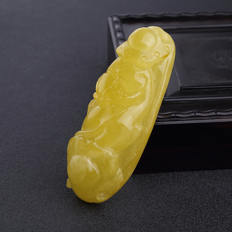 天然鸡油黄蜜蜡貔貅吊坠-红掌柜