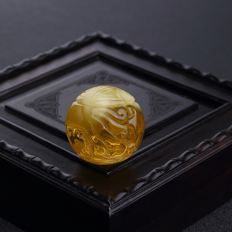 27.5mm鸡油黄金绞蜜寿纹龙珠-红掌柜