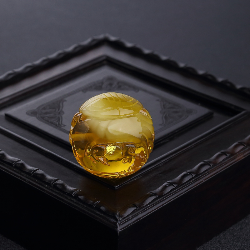 天然鸡油黄金绞蜜寿纹龙珠-红掌柜