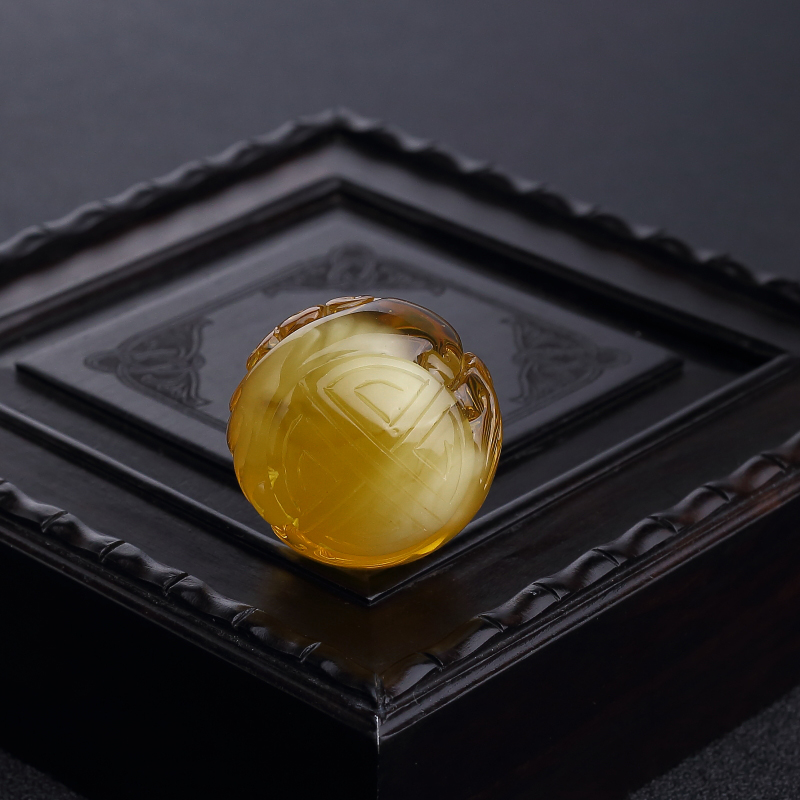 27.5mm鸡油黄金绞蜜寿纹龙珠-红掌柜