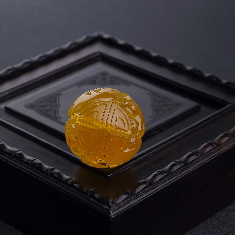 天然鸡油黄金绞蜜寿纹龙珠-红掌柜