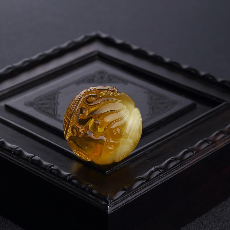 27.5mm鸡油黄金绞蜜寿纹龙珠-红掌柜