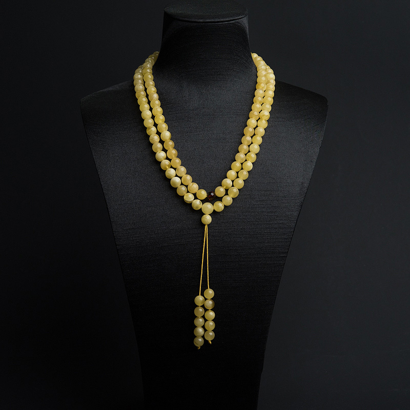 8mm白花蜜蜡108佛珠-红掌柜