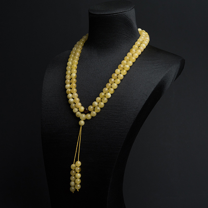 天然白花蜜蜡108佛珠-红掌柜