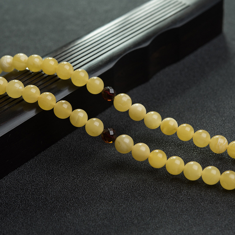 波罗的海白花蜜蜡108佛珠-红掌柜