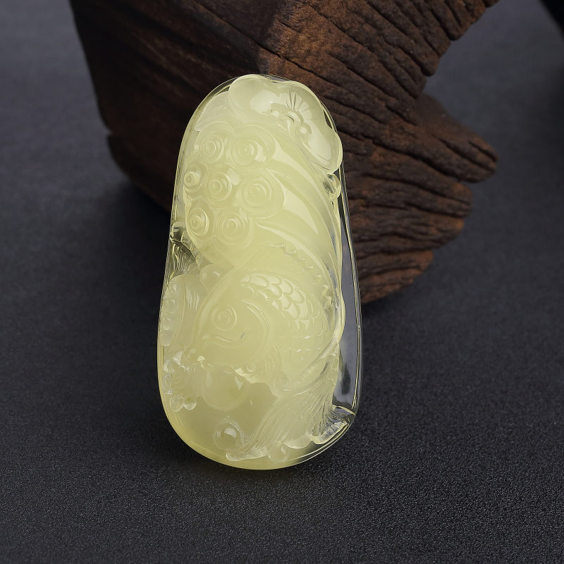 柠檬黄蜜蜡连生贵子吊坠-红掌柜