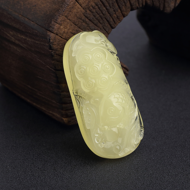 天然柠檬黄蜜蜡连生贵子吊坠-红掌柜