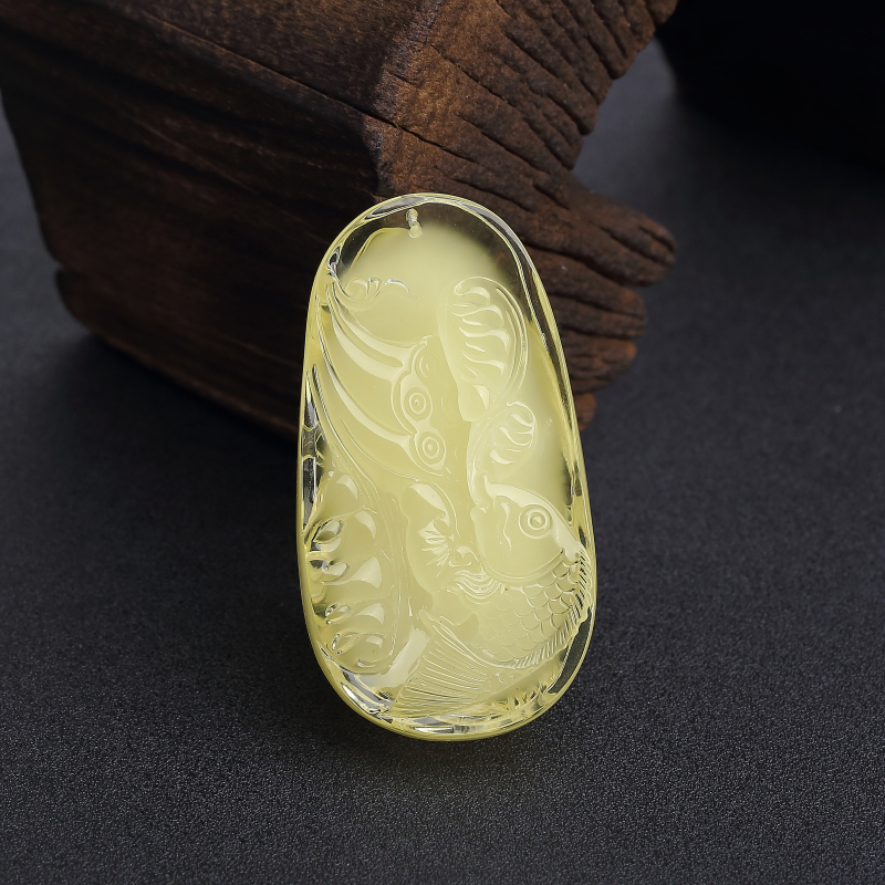 波罗的海柠檬黄蜜蜡连年有余吊坠-红掌柜