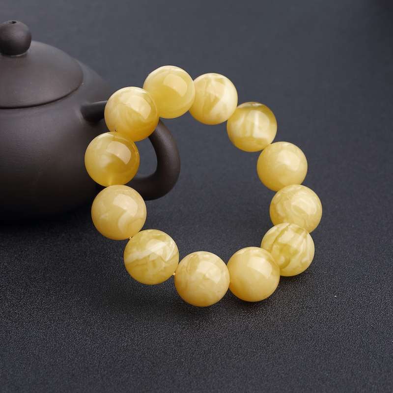 天然18mm白花蜜蜡单圈手串-红掌柜