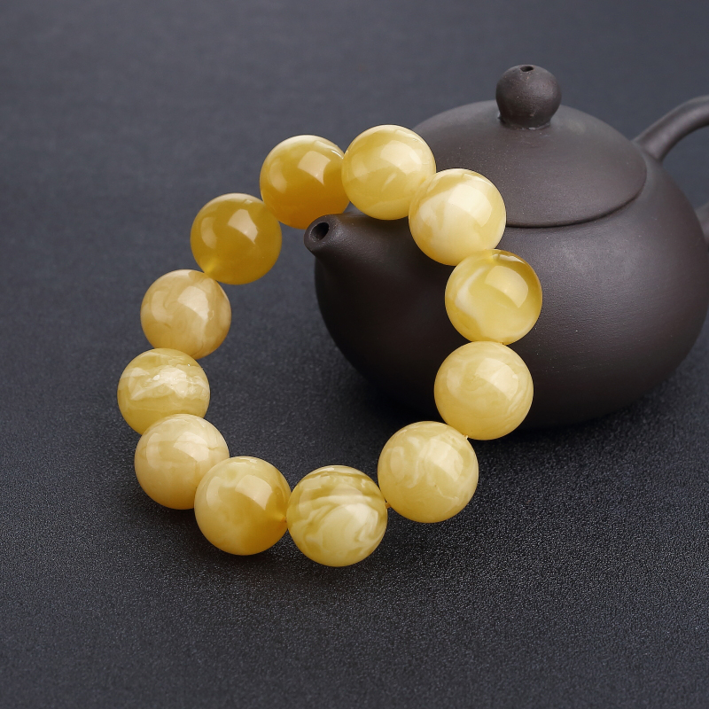 波罗的海18mm白花蜜蜡单圈手串-红掌柜