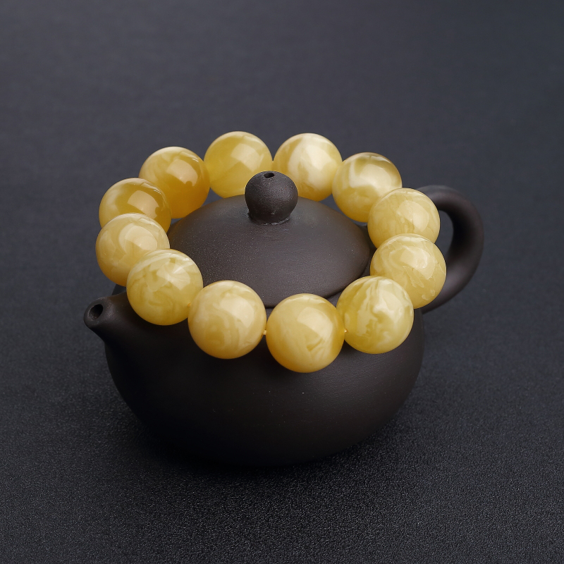 白花蜜蜡单圈手串-红掌柜