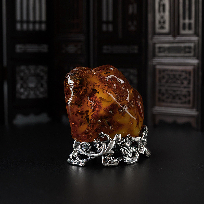 蜜蜡原石摆件-红掌柜