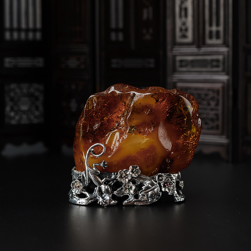 蜜蜡原石摆件-红掌柜