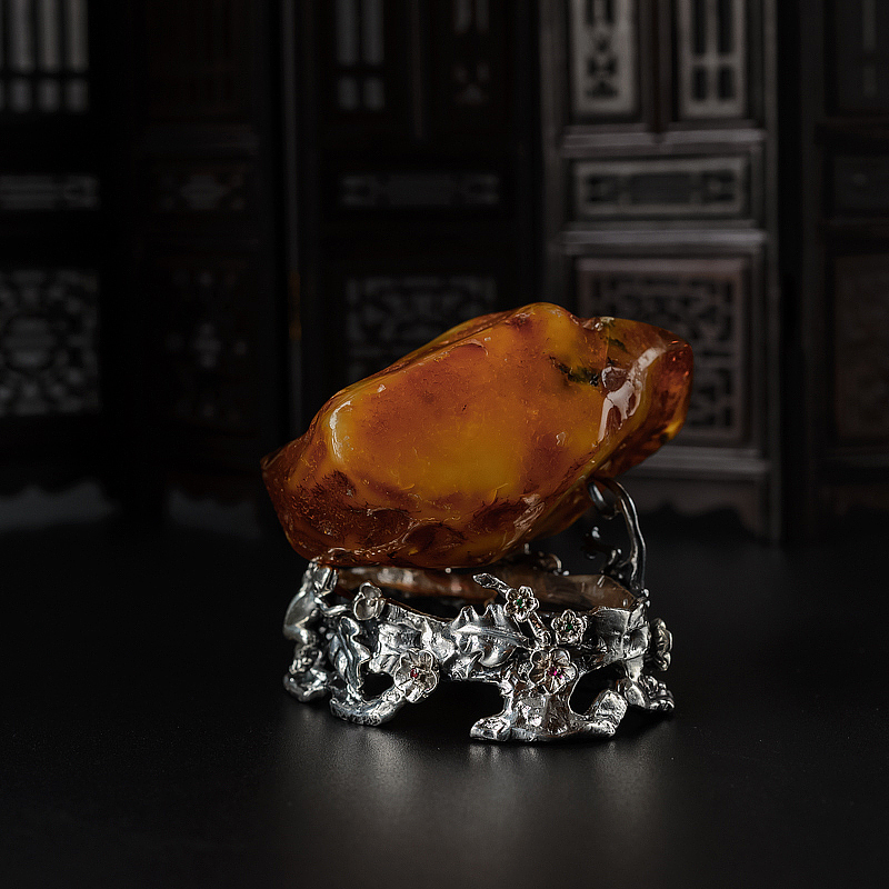 波罗的海蜜蜡原石摆件-红掌柜