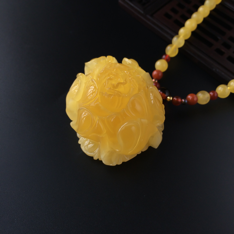 蜜蜡牡丹花-红掌柜