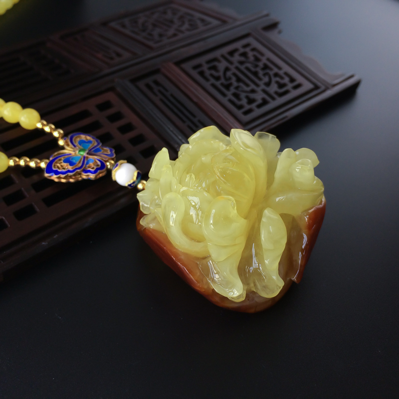 蜜蜡牡丹花-红掌柜