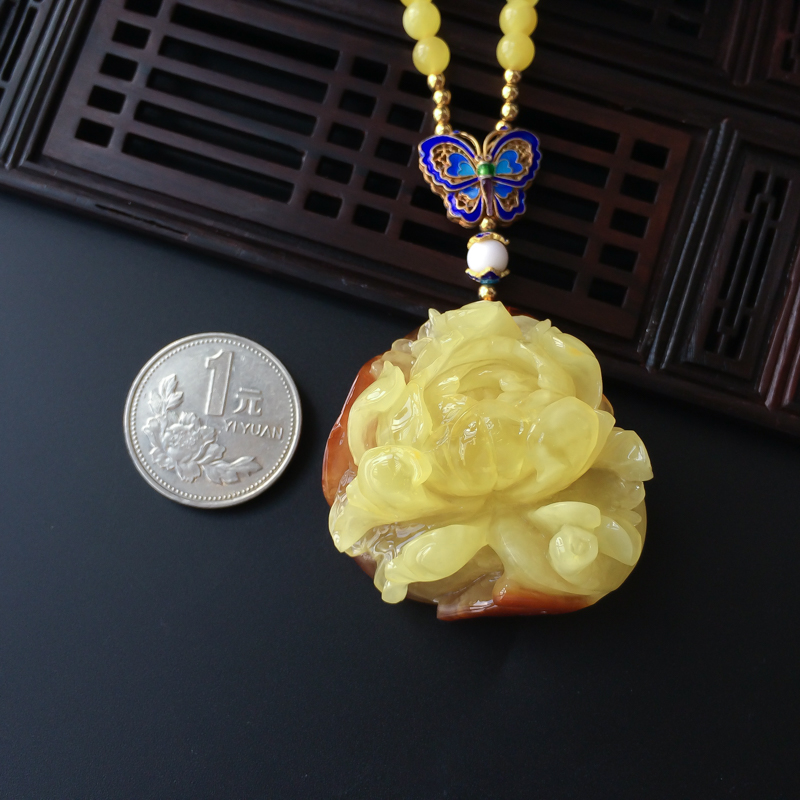 蜜蜡牡丹花-红掌柜