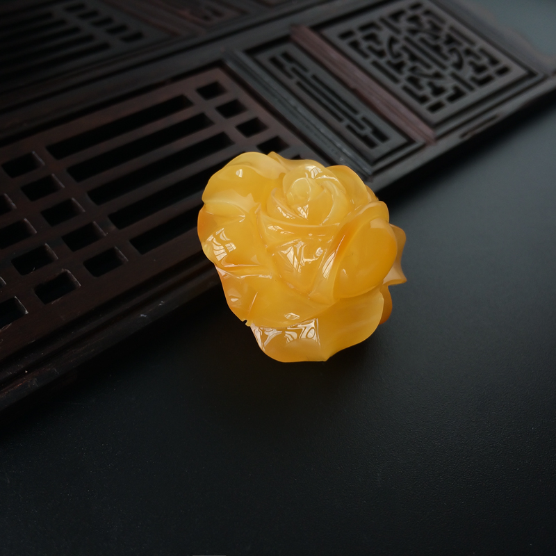 鸡油黄蜜蜡牡丹花-红掌柜