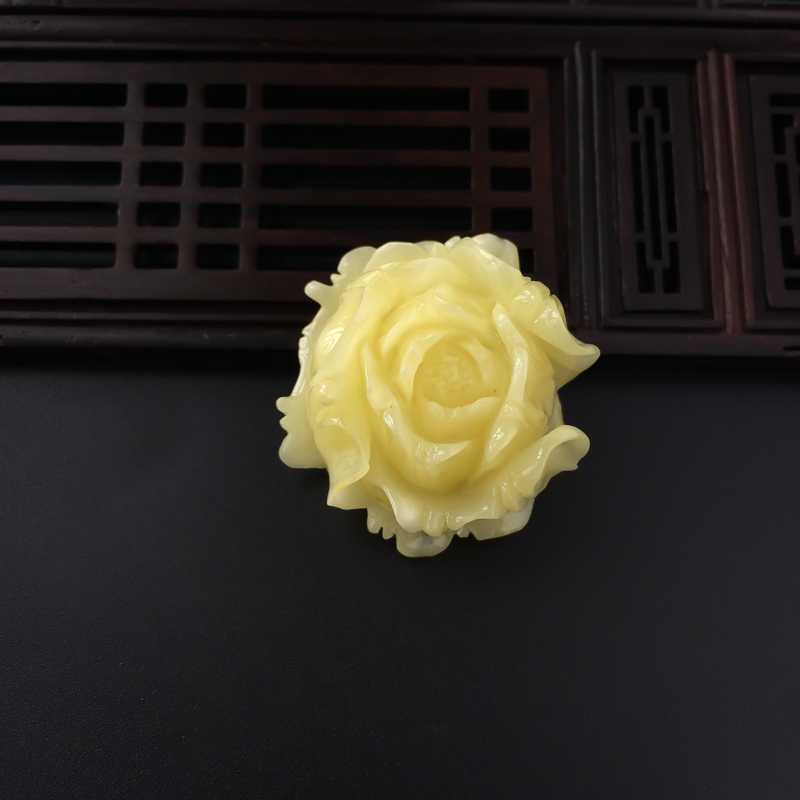 满黄蜜蜡牡丹花吊坠-红掌柜