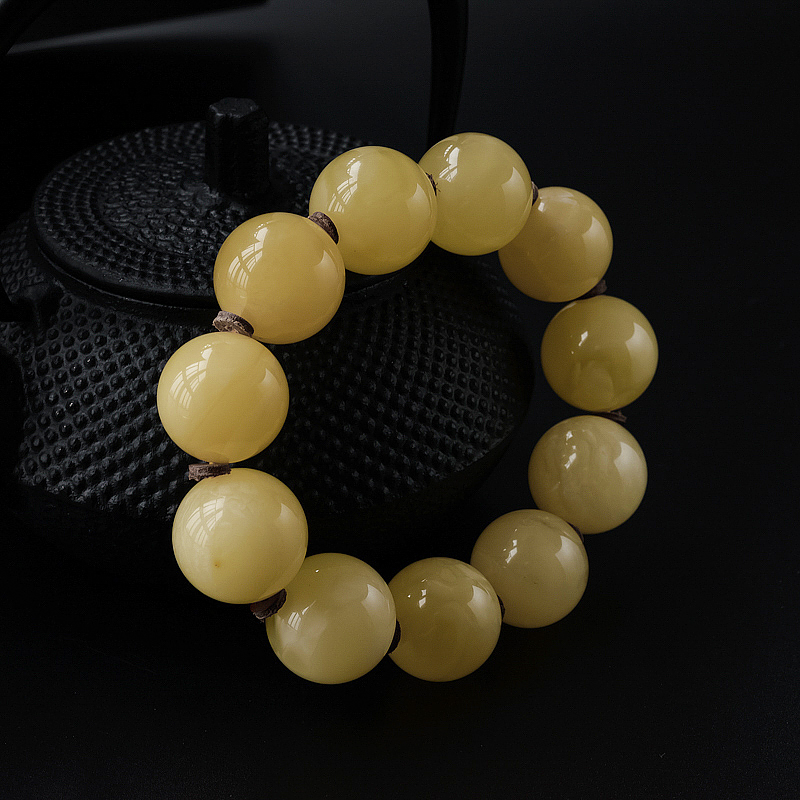 满黄蜜蜡圆珠手串 - 红掌柜