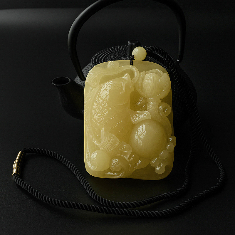 波罗的海天然满黄蜜蜡年年有鱼吊坠 - 红掌柜