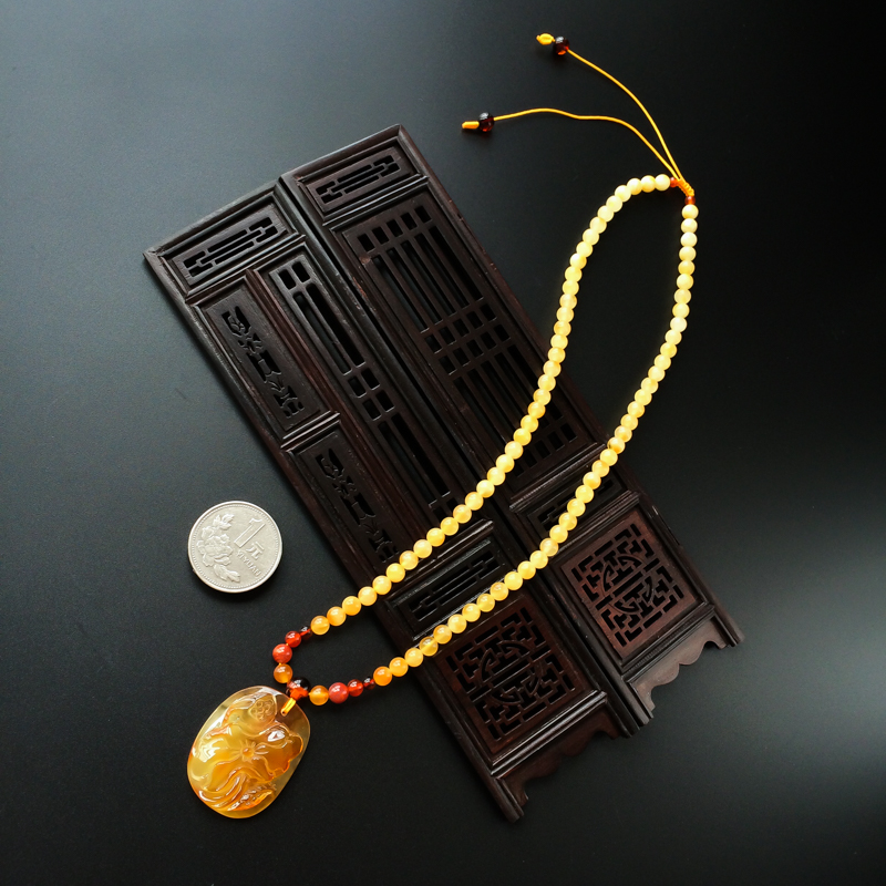 波罗的海蜜蜡莲花项链 - 红掌柜