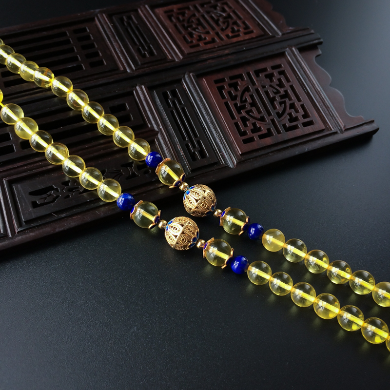 缅甸金珀圆珠项链 - 红掌柜