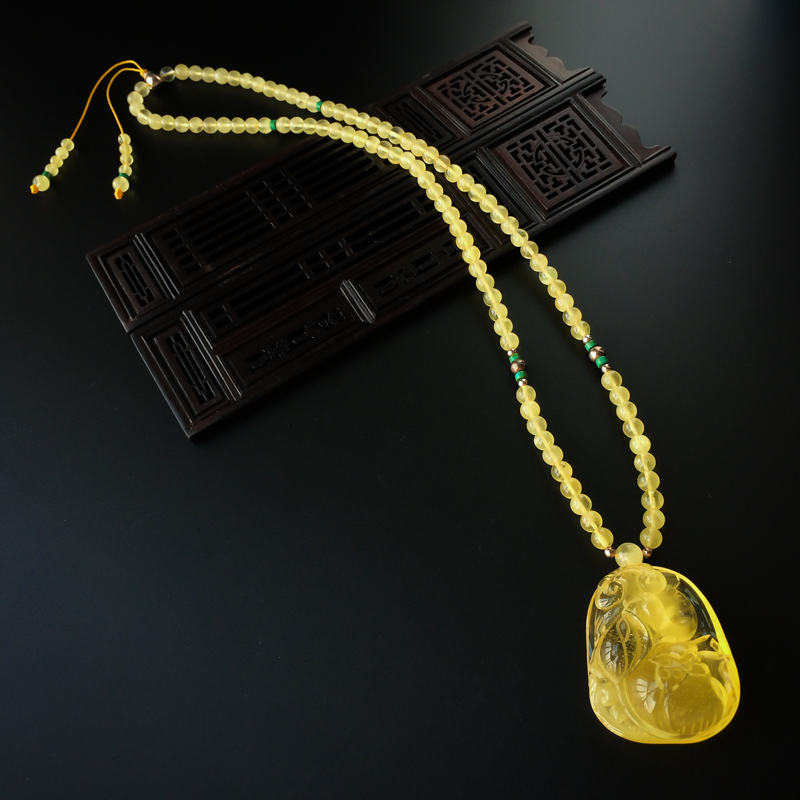 波罗的海天然金包蜜莲花项链 - 红掌柜