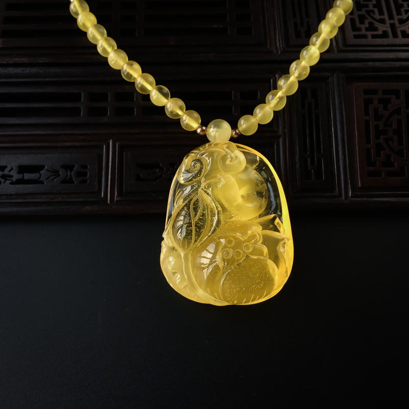 天然金包蜜莲花项链 - 红掌柜