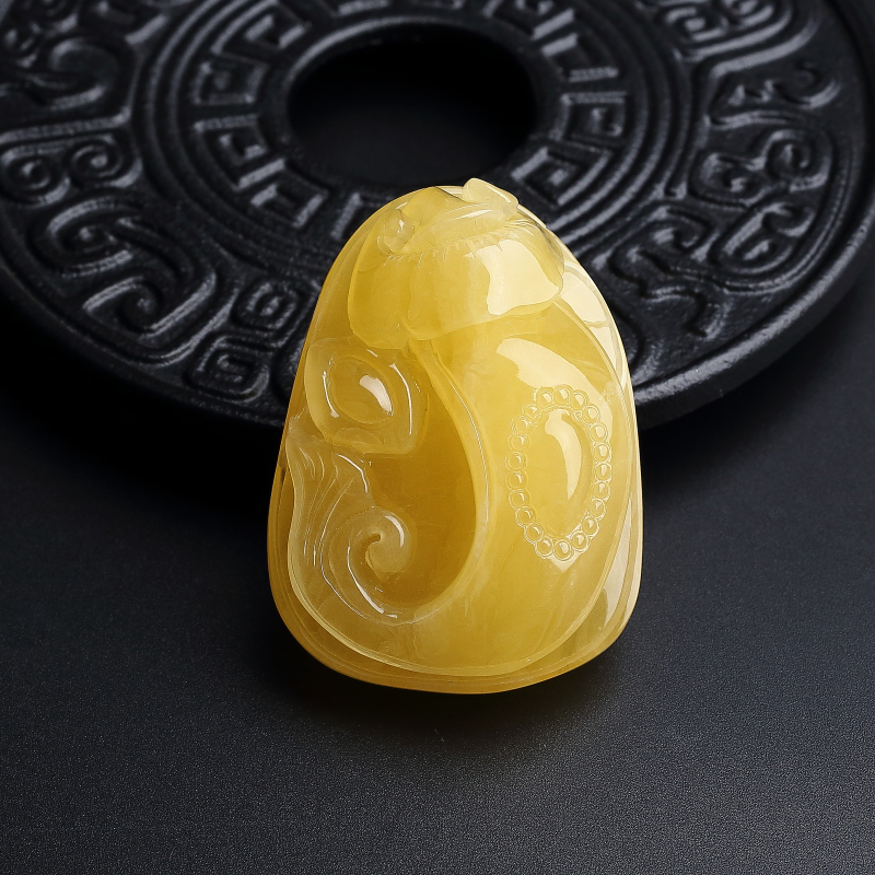 波罗的海天然满黄蜜蜡如意吊坠 - 红掌柜