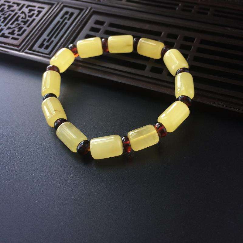 满黄蜜蜡桶珠手串 - 红掌柜