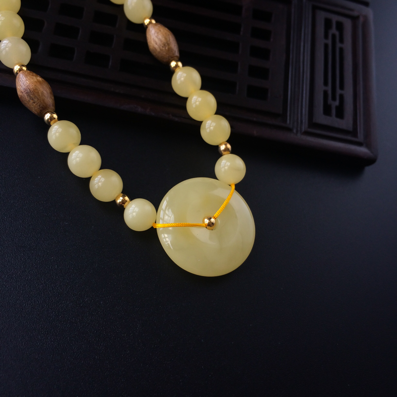 满黄蜜蜡平安扣手串 - 红掌柜