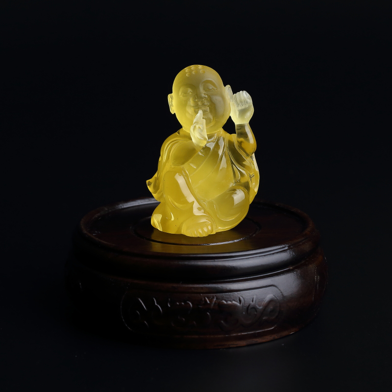 波罗的海天然鸡油黄蜜蜡六不小和尚摆件-红掌柜