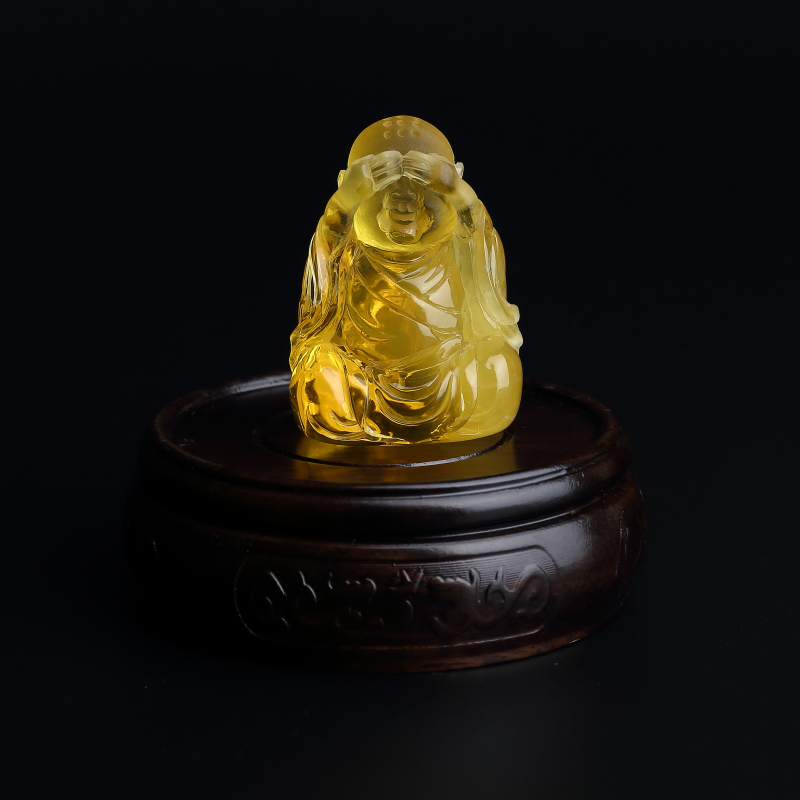 波罗的海鸡油黄蜜蜡六不小和尚摆件-红掌柜