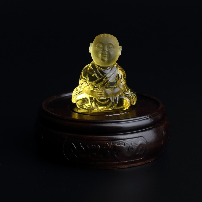 波罗的海天然鸡油黄蜜蜡小和尚摆件-红掌柜