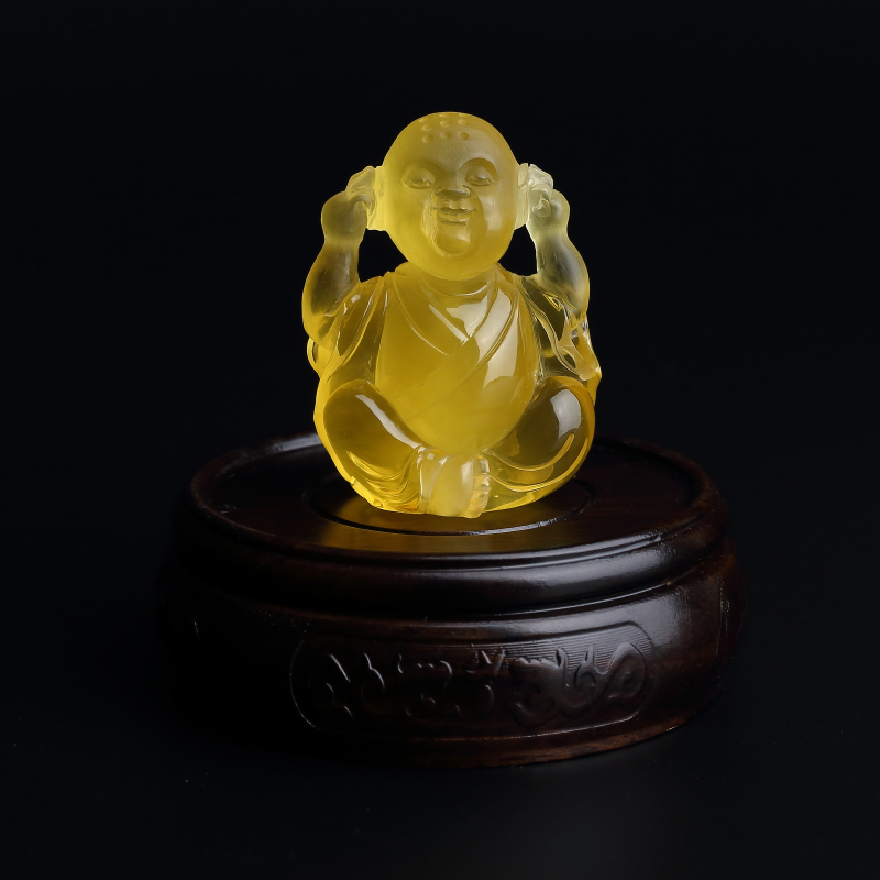 波罗的海天然鸡油黄蜜蜡摆件-红掌柜