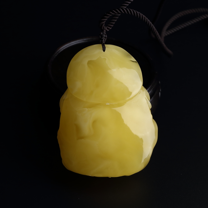 波罗的海天然蜜蜡弥勒佛吊坠-红掌柜