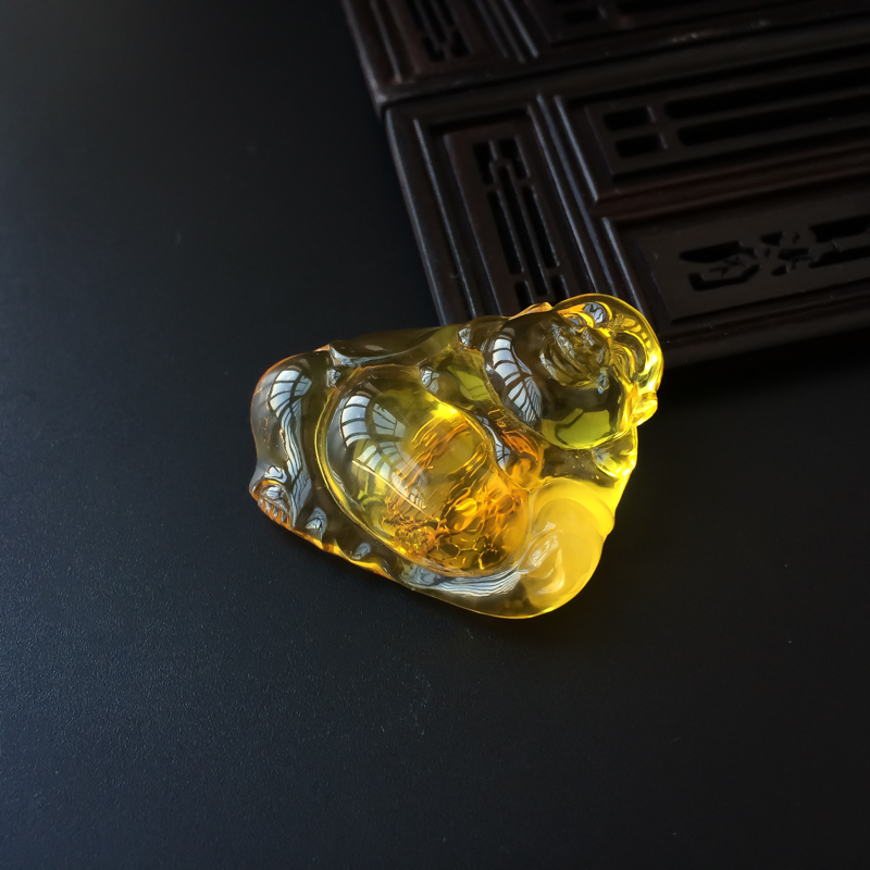 金珀弥勒佛吊坠-红掌柜