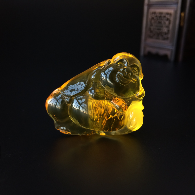 波罗的海天然金珀弥勒佛吊坠-红掌柜