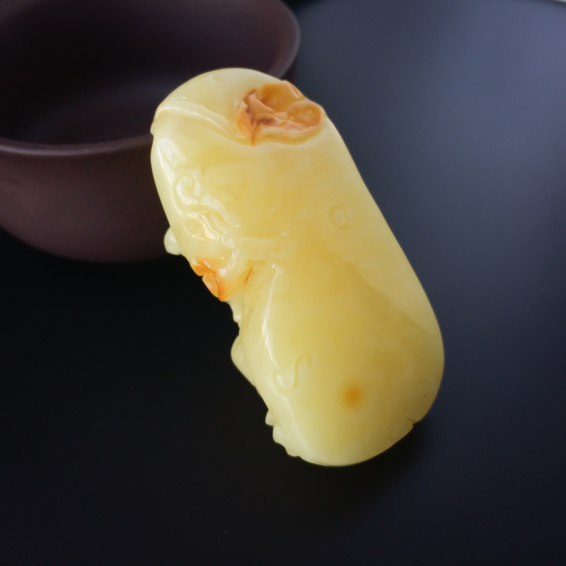 波罗的海天然黄白蜜观音蜜蜡吊坠-红掌柜