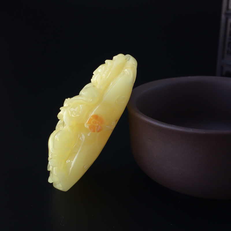 波罗的海天然满蜜观音蜜蜡吊坠-红掌柜